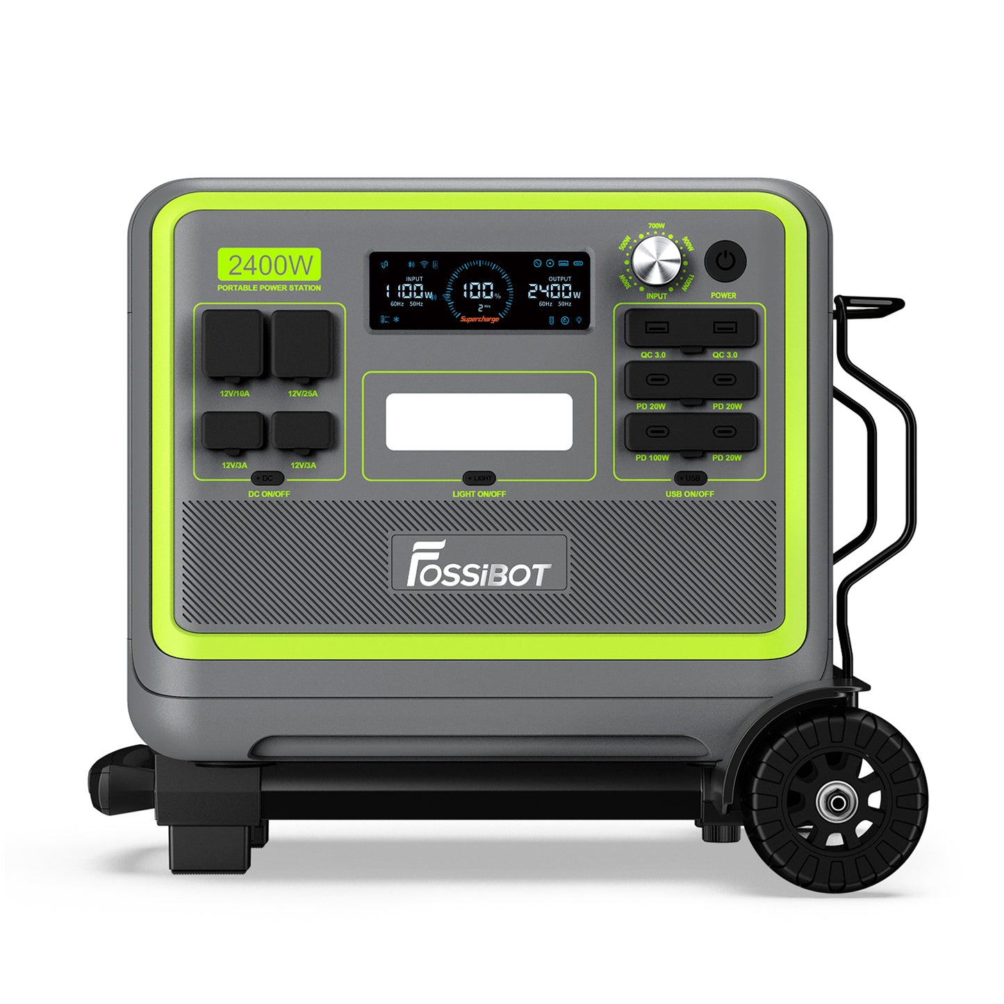 FOSSiBOT F2400 Portable Power Station 2048Wh on cart