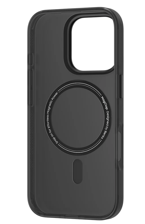 Black BENKS Lucid Armor Phone Case for iPhone 16 impact reduction grey transparent slim fit