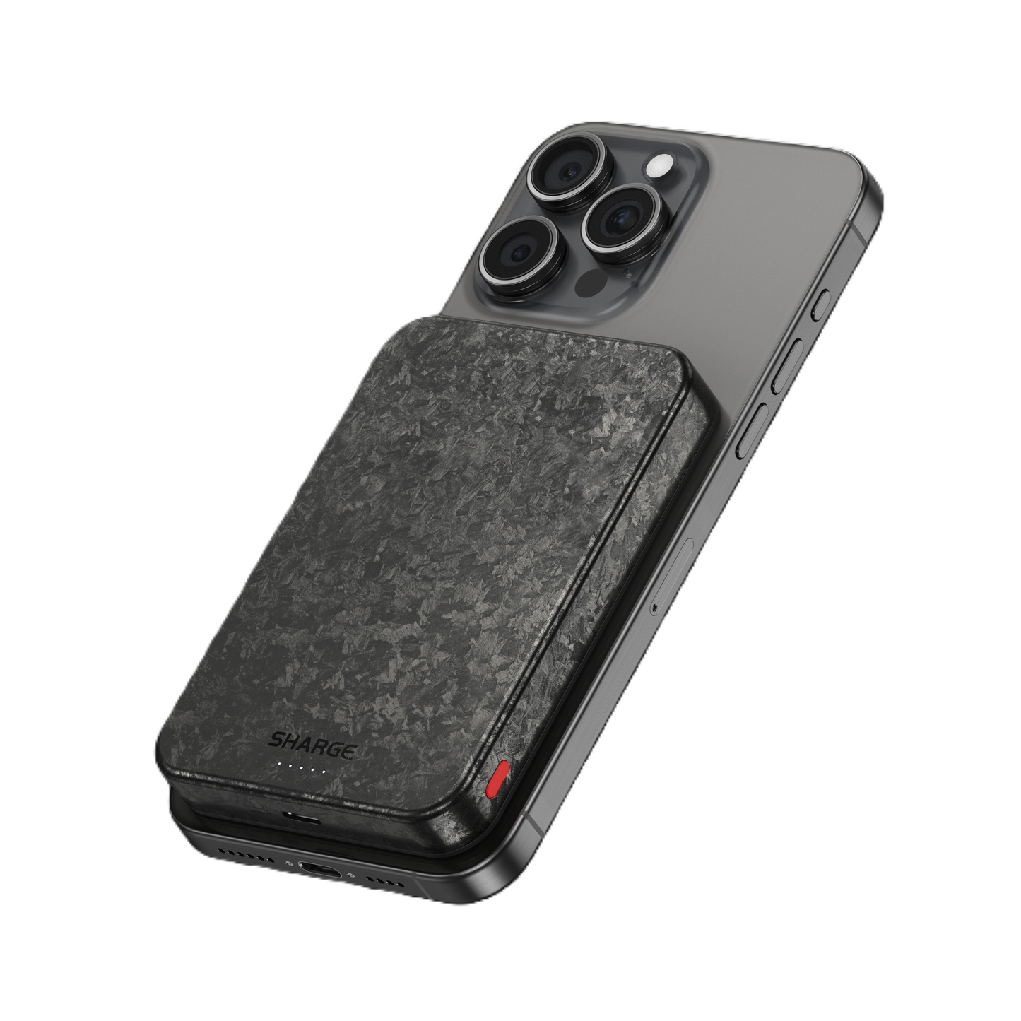 Slim SHARGE CarbonMag Qi2 10000mAh power bank with carbon fiber design