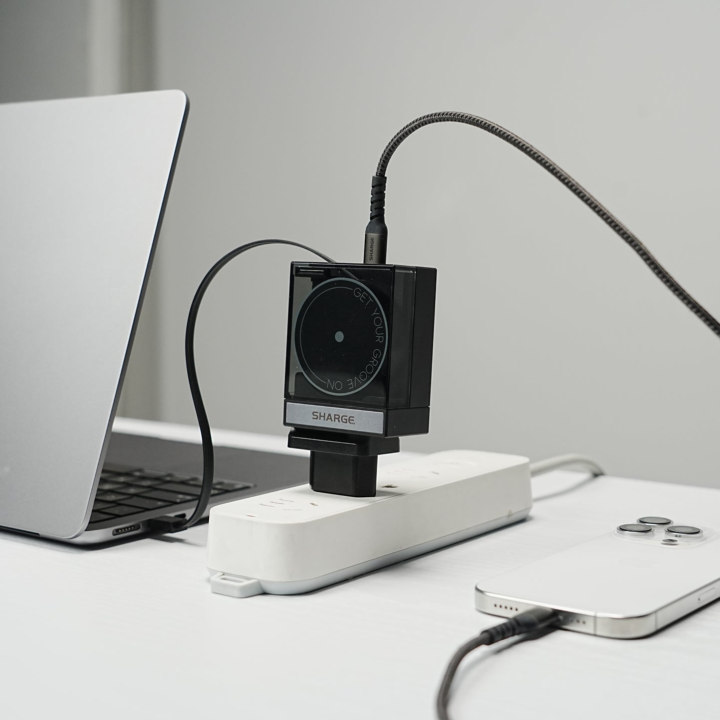 SHARGE 65W retractable GaN fast charger with USB-C port