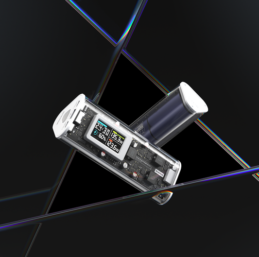 SHARGE Shargeek 170 power bank with transparent design, showcasing capacity and fast charging features.