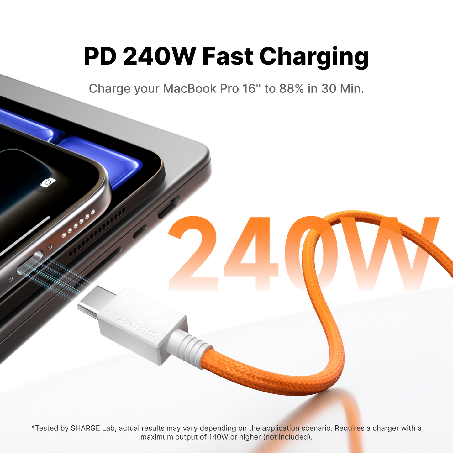 SHARGE MagLoop - 240W Fast charging cable - Braided magnetic cable - USB C-C