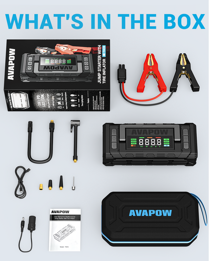 AVAPOW Jump Starter 10000A with Air Compressor - 150PSI