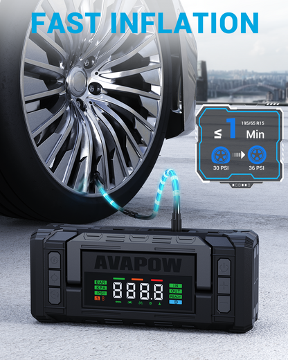 AVAPOW Jump Starter 10000A with Air Compressor - 150PSI