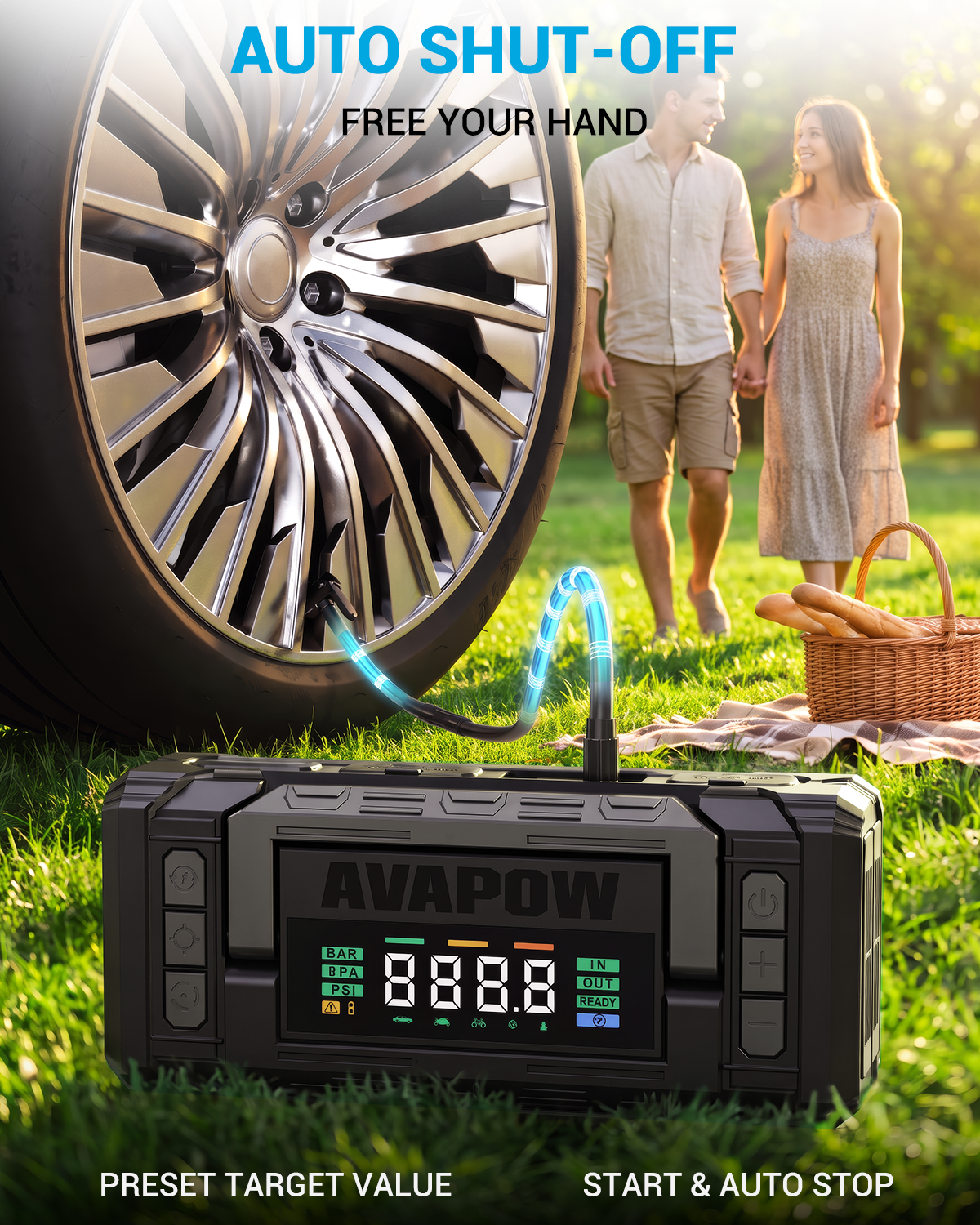 AVAPOW Jump Starter 10000A with Air Compressor - 150PSI