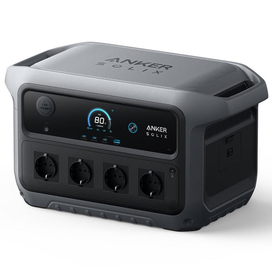 Anker SOLIX C2000 Gen 2 2048Wh Power Station with multiple AC outlets and digital display.
