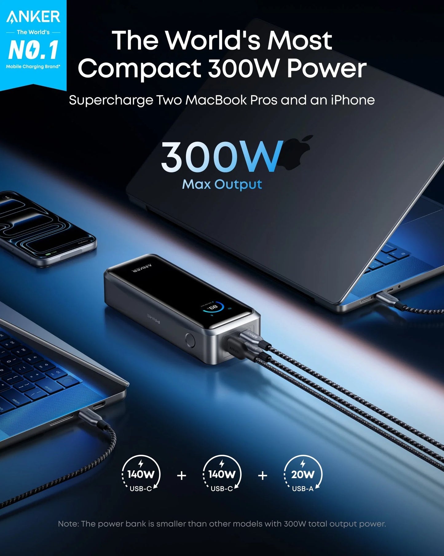 Anker Prime Power Bank 26k 300W silver fast charging