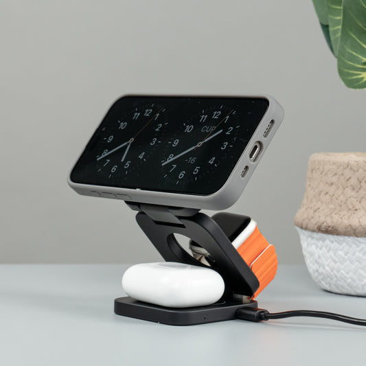 Black BENKS JuicePod 3-in-1 Foldable Charger Stand fast charging travel 