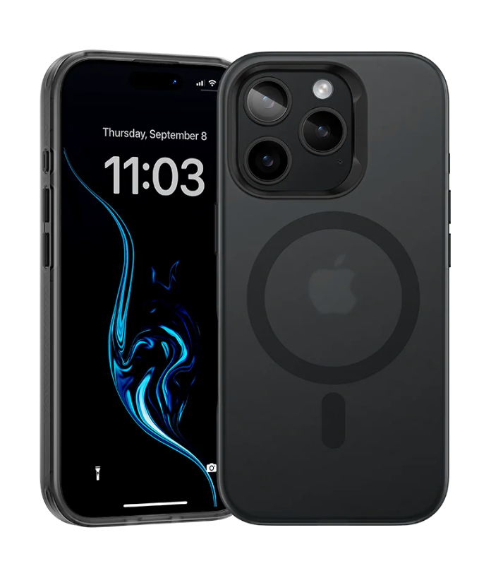  Black BENKS Lucid Armor Phone Case for iPhone 16 impact reduction grey transparent