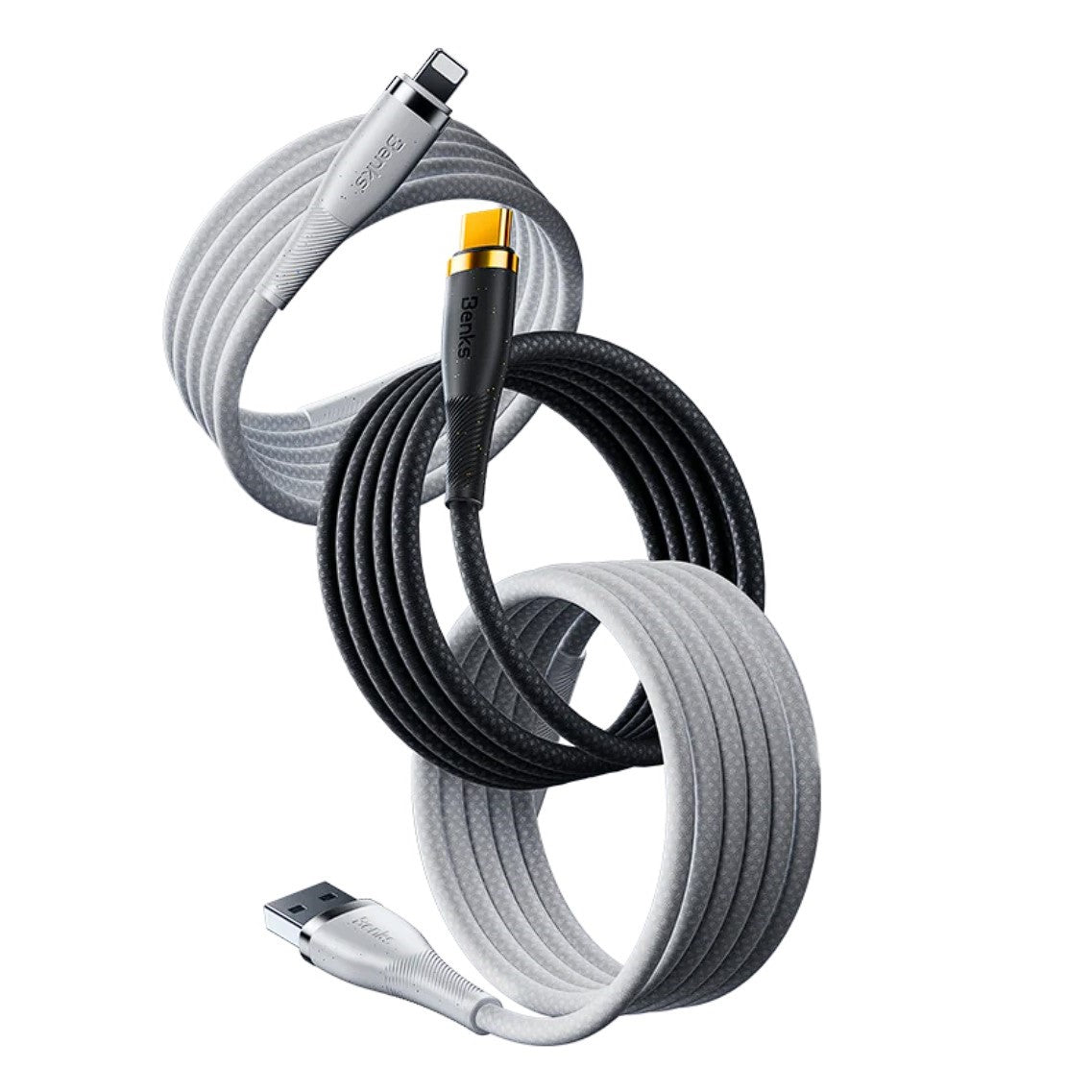 100W  white and black brided BENKS PD Fast Charging Cable Type C-C