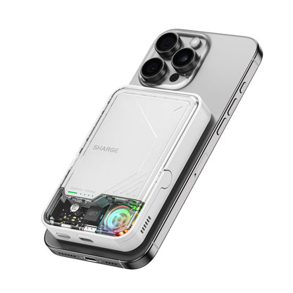 SHARGE ICEMAG 2 Powerbank Qi2 10000mAh with ihone RGB lights Sharge white charger 30W fast charging