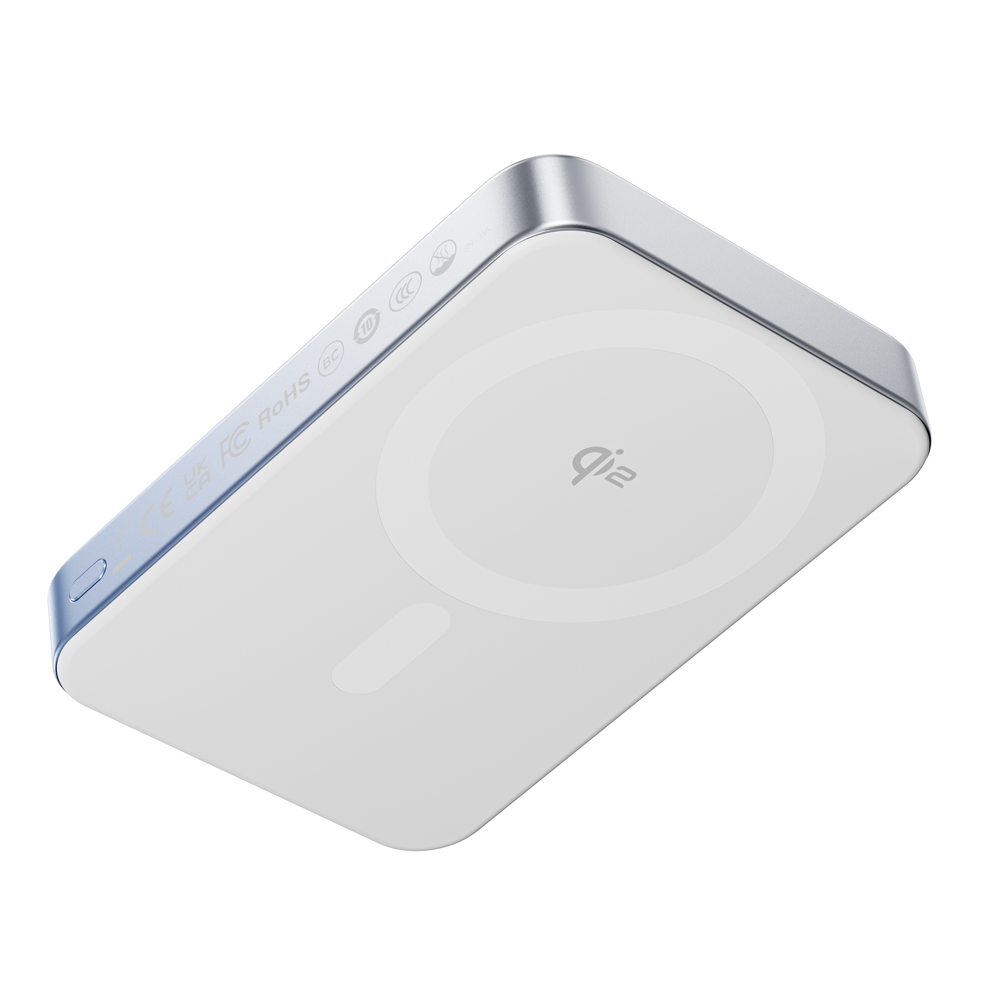 Qi2 Blue White Power bank slim