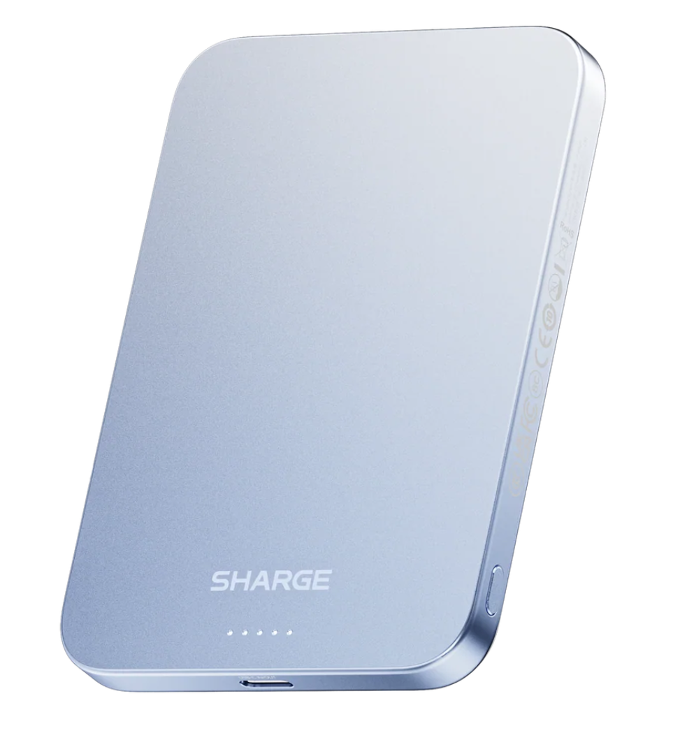 SHARGE AeroMag 5k Qi2 Powerbank blue color slim