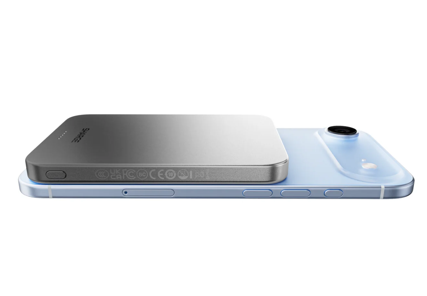 SHARGE AeroMag Qi2 Powerbank 5k ultra thin with iphone 17 air