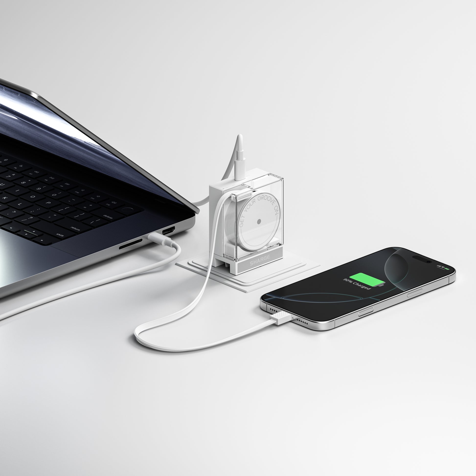 Compact SHARGE GaN 65W retractable USB-C wall charger