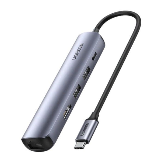 UGREEN USB-C to 2*USB 3.0+HDMI+RJ45 Ethernet Adapter+PD gray multi