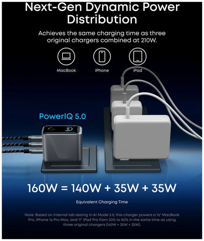 Anker Prime Charger (160W, 3 Ports, Smart Display)